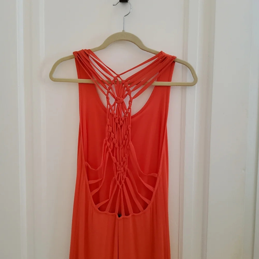 GUESS JEANS jersey maxi jersey dress In Orange  - Size Medium - Picture 3 of 7